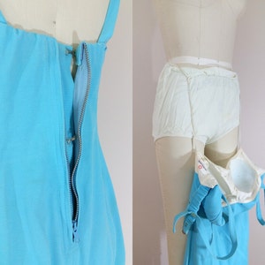 1950s Swimsuit • Aqua Blue Vintage 50s Bathing Suit • Size Medium image 2