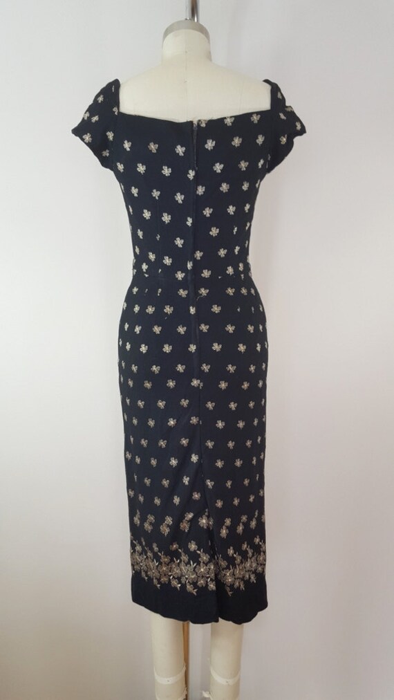 Vintage 1940s Dress / Shamrock Dress / Fitted Woo… - image 3