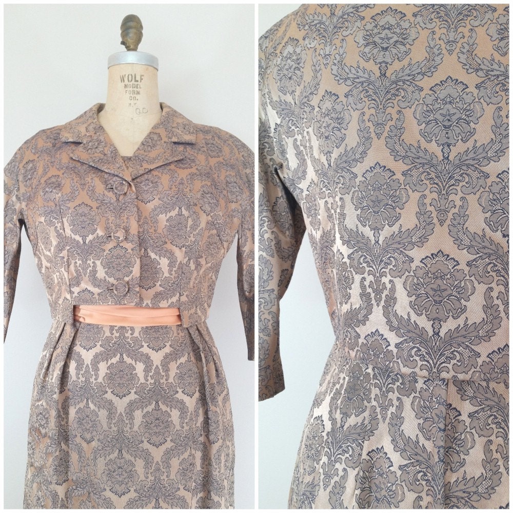 Vintage 1960s Cocktail Dress With Jacket / Rose Gold Brocade / | Etsy