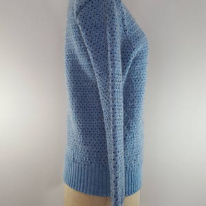 Vintage 1970s Sweater / Blue Hearts / Wool Ski Sweater / Medium image 6