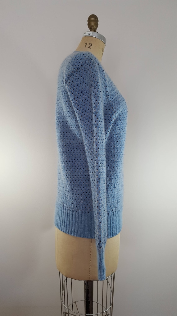 Vintage 1970s Sweater / Blue Hearts / Wool Ski Sw… - image 6
