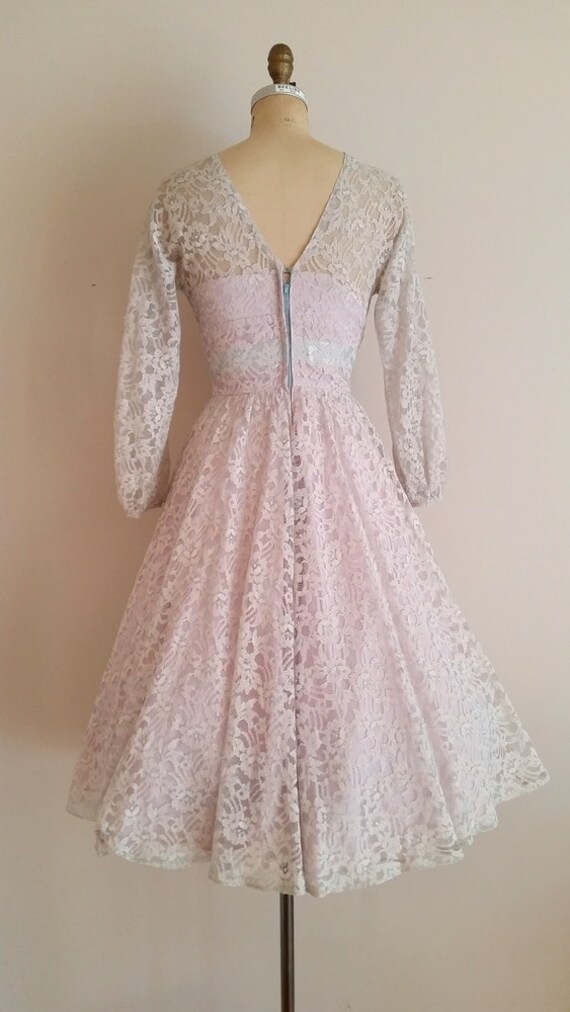 Vintage 1950s Lace Wedding Dress / Long Sleeves /… - image 2