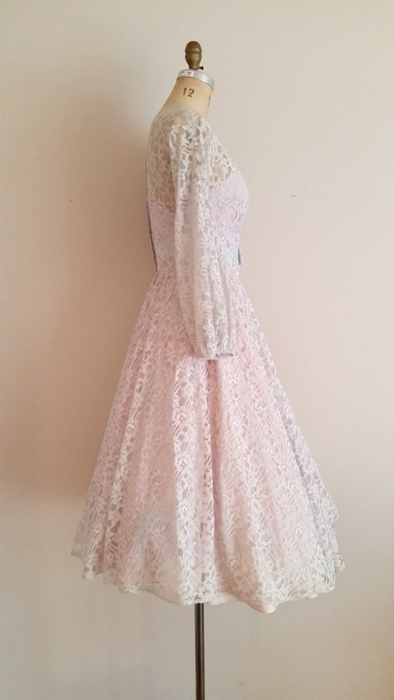 Vintage 1950s Lace Wedding Dress / Long Sleeves /… - image 5