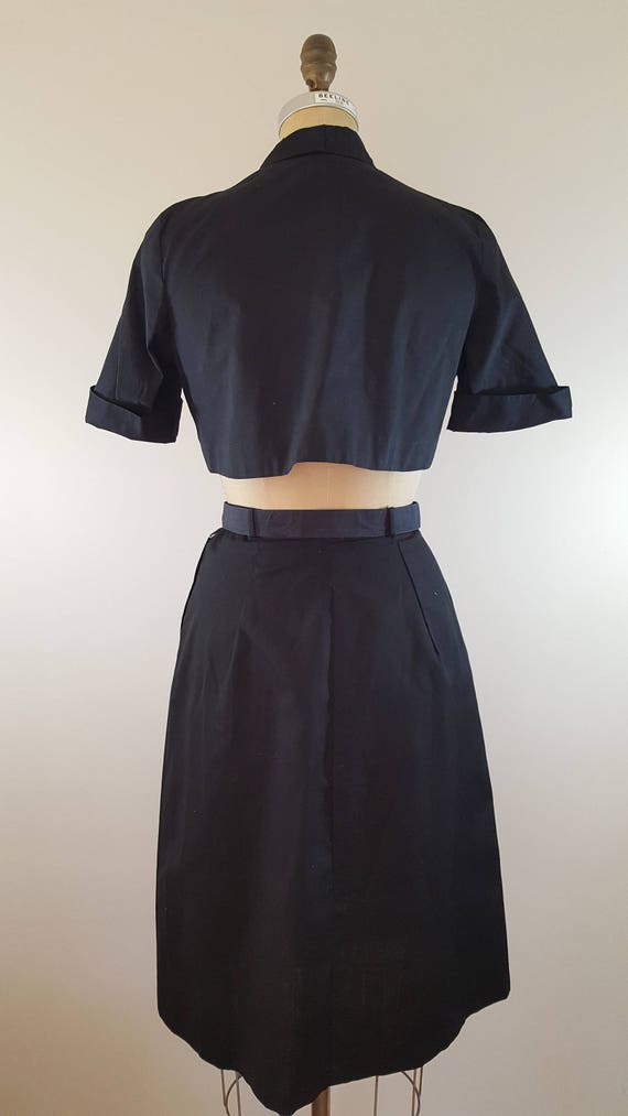 1960s Carol Brent Skirt Set / Mod Black Cropped J… - image 8