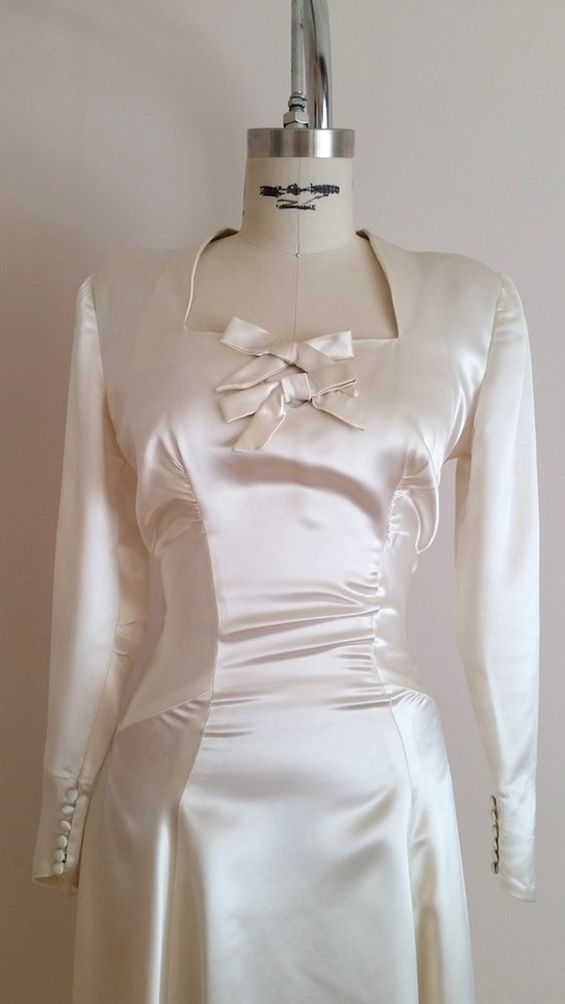 Vintage 1930s Silk Satin Wedding Dress / 30s Wedding Dress