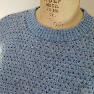 Vintage 1970s Sweater / Blue Hearts / Wool Ski Sweater / Medium image 4