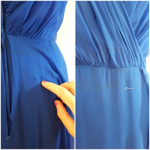 Vintage 1960s Cocktail Dress / Royal Blue Chiffon Dress / Small image 5