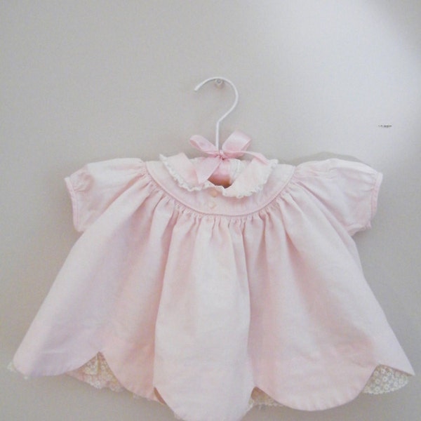 Vintage 1960s Baby Dress / Pink and Lace / Nannette