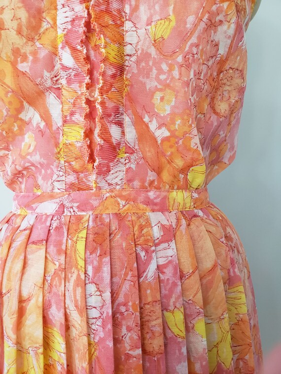 Vintage 1960s Skirt and Top Set / Orange Floral P… - image 7