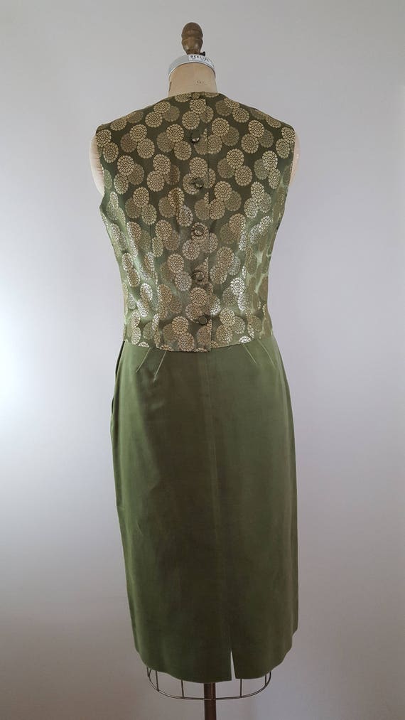 Vintage 1960s Skirt and Blouse Set / Olive Velvet… - image 8