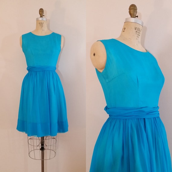 1960s Party Dress // Tides of Time Dress // Turqu… - image 1