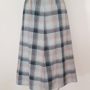 1960s Grey Plaid Wool Skirt // Vintage 60s A-Line Skirt // Small Medium image 3