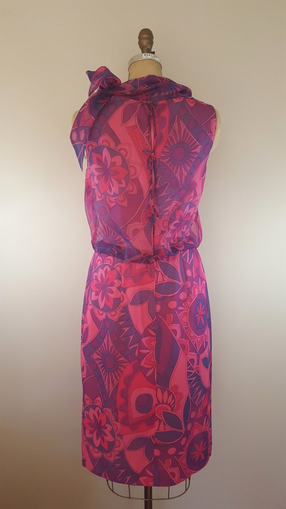 Vintage 1960s Dress / Fuchsia Psychedelic Print /… - image 6