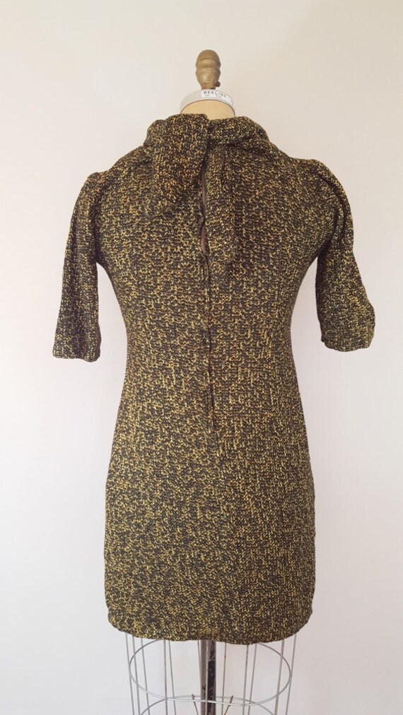 Vintage 1960s Gold and Black Knit Dress / Soft St… - image 3