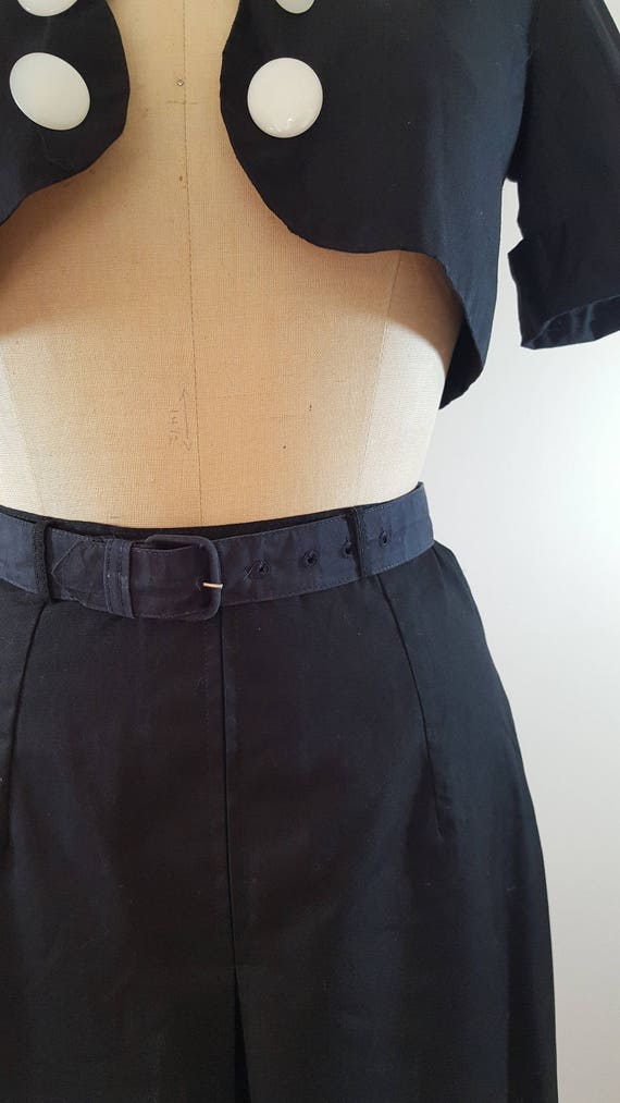 1960s Carol Brent Skirt Set / Mod Black Cropped J… - image 9