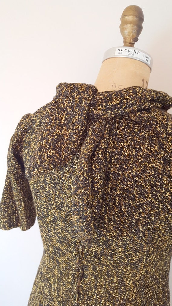 Vintage 1960s Gold and Black Knit Dress / Soft St… - image 2