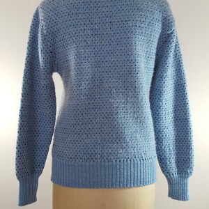 Vintage 1970s Sweater / Blue Hearts / Wool Ski Sweater / Medium image 7