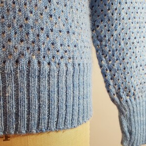 Vintage 1970s Sweater / Blue Hearts / Wool Ski Sweater / Medium image 2