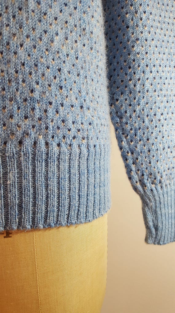 Vintage 1970s Sweater / Blue Hearts / Wool Ski Sw… - image 2