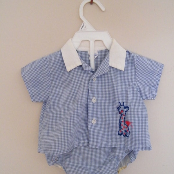 Vintage 1950s Baby Outfit 2 Piece Shirt and Diaper Cover