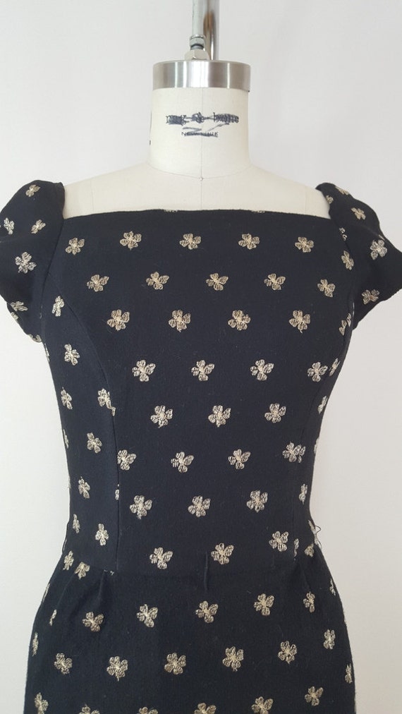 Vintage 1940s Dress / Shamrock Dress / Fitted Woo… - image 5