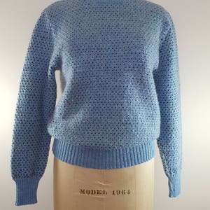 Vintage 1970s Sweater / Blue Hearts / Wool Ski Sweater / Medium image 8