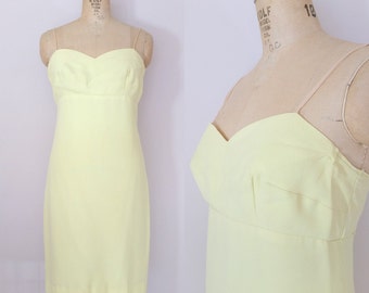 1960s Yellow Cocktail Dress // SUNKISSED SHOULDERS DRESS // Vintage 60s Cocktail Dress // Medium