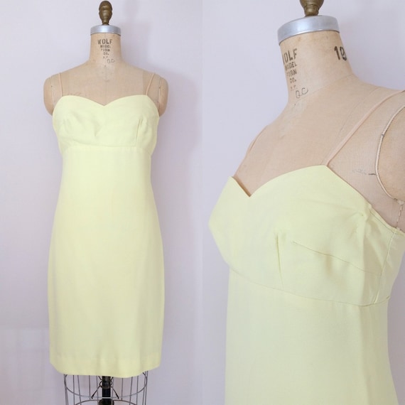 1960s Yellow Cocktail Dress // SUNKISSED SHOULDER… - image 1