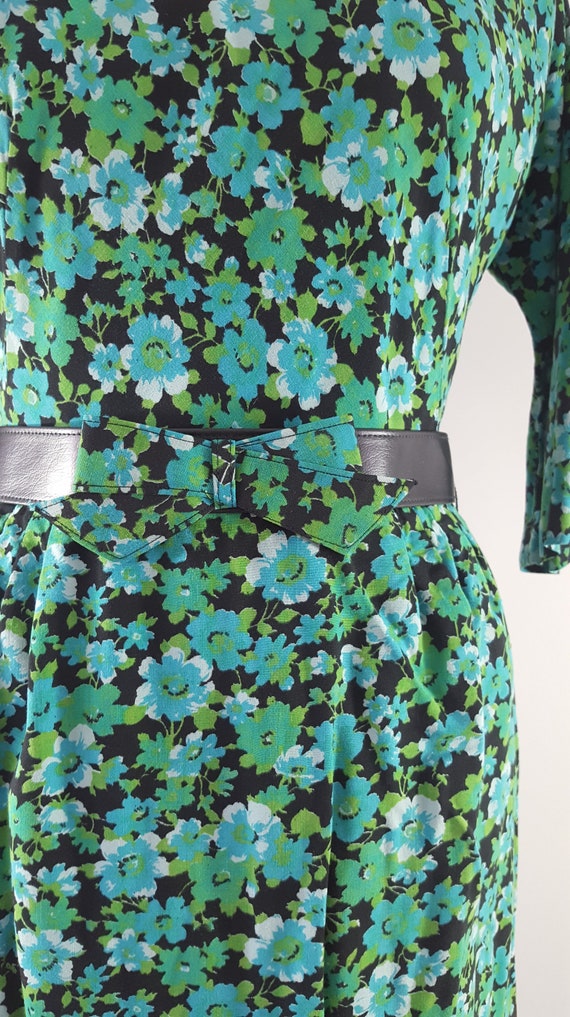 Vintage 1960s Green Floral Dress / Vintage 60s Dr… - image 3