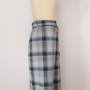 1960s Grey Plaid Wool Skirt // Vintage 60s A-Line Skirt // Small Medium image 5