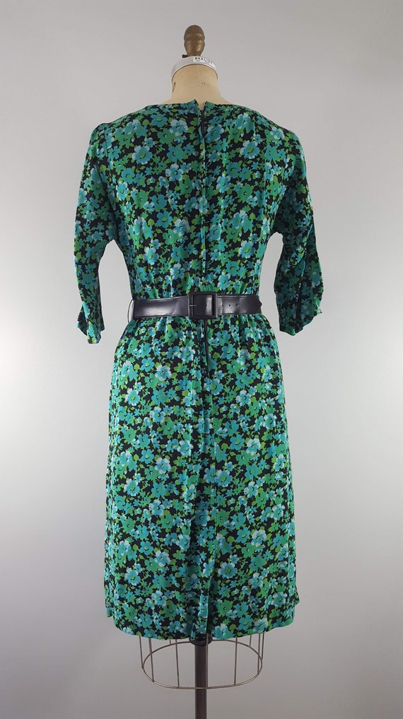Vintage 1960s Green Floral Dress / Vintage 60s Dr… - image 7