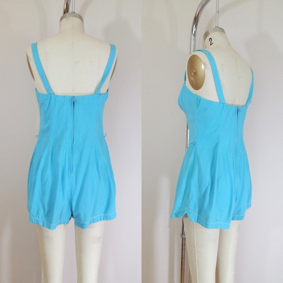 1950s Swimsuit • Aqua Blue Vintage 50s Bathing Su… - image 4