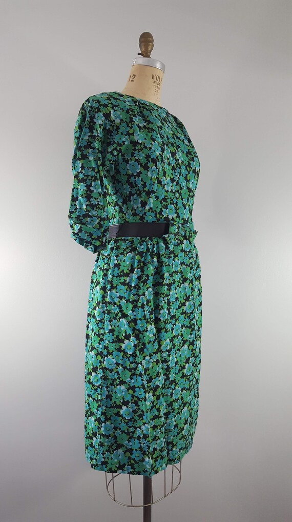 Vintage 1960s Green Floral Dress / Vintage 60s Dr… - image 5