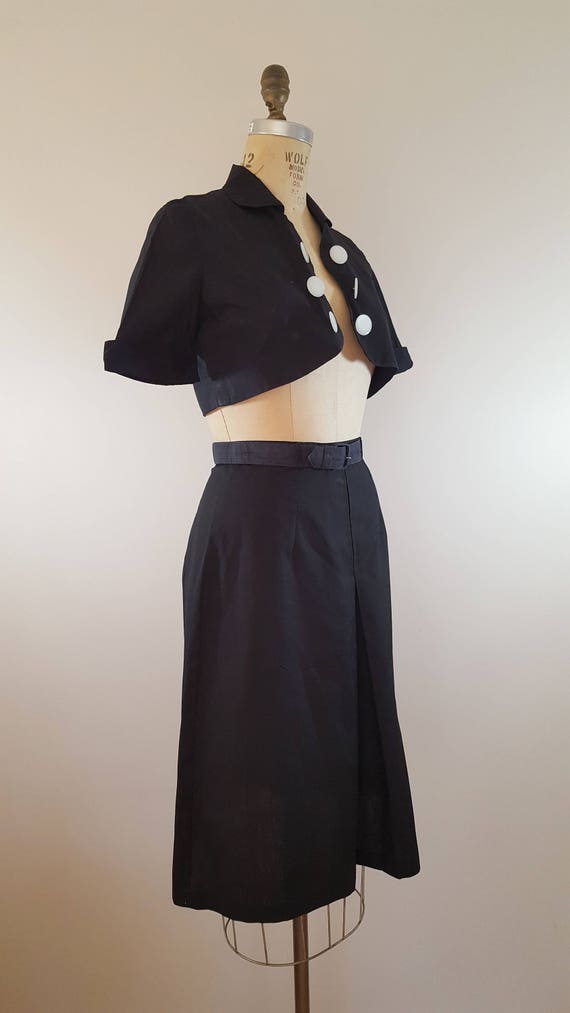 1960s Carol Brent Skirt Set / Mod Black Cropped J… - image 6