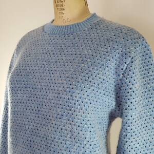 Vintage 1970s Sweater / Blue Hearts / Wool Ski Sweater / Medium image 3