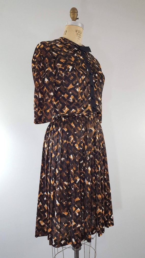 Vintage 1960s Dress and Jacket Set / Abstract Pri… - image 3