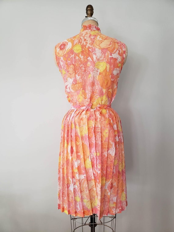 Vintage 1960s Skirt and Top Set / Orange Floral P… - image 6