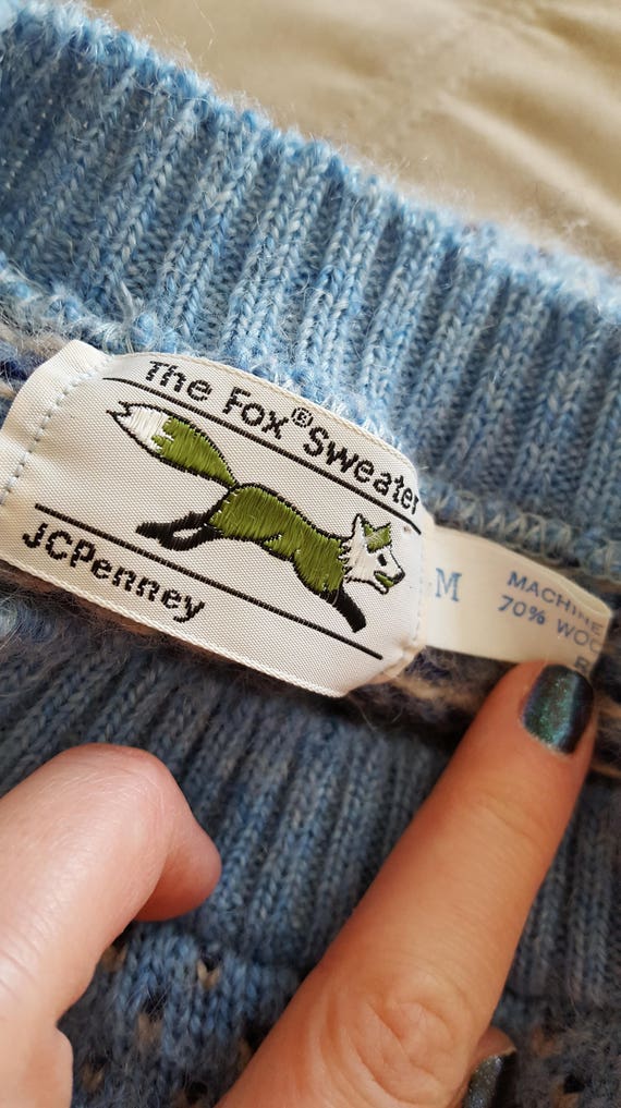 Vintage 1970s Sweater / Blue Hearts / Wool Ski Sw… - image 9