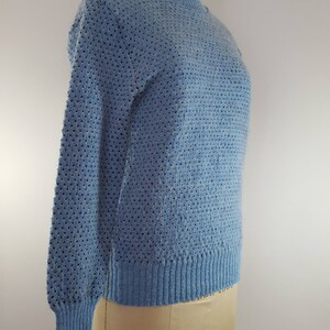 Vintage 1970s Sweater / Blue Hearts / Wool Ski Sweater / Medium image 5