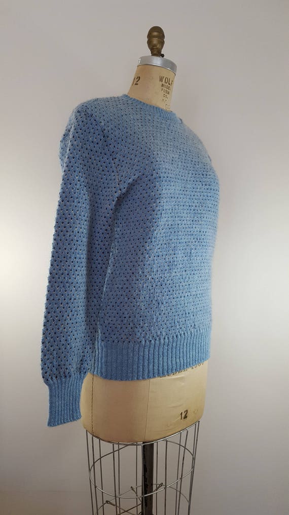 Vintage 1970s Sweater / Blue Hearts / Wool Ski Sw… - image 5