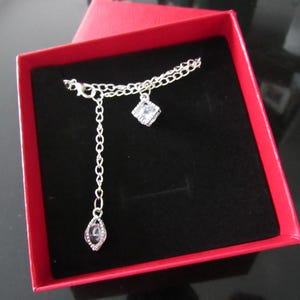 Elegant Drop-Back Necklace – Silver Chain with Diamond and Teardrop Zirconia Charms