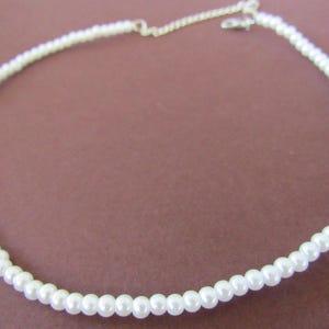 Delicate Faux Pearl Necklace | Tiny Pearl Choker | Handmade 35 cm Beaded Necklace | Minimalist Jewelry Gift