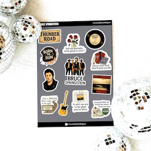 Hoja de pegatinas de Bruce Springsteen: vinilos de la E Street Band, para amantes del rock clásico