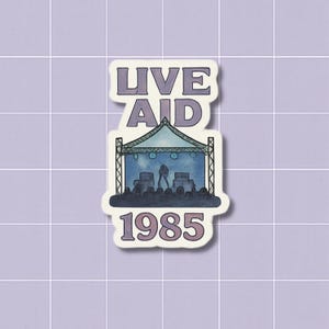 Live Aid 1985 Sticker • Retro Music Festival Vinyl Decal • 80s Rock Concert Nostalgia • Queen Freddie Mercury Band Collectible