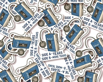 Sad Walkman Sticker: Retro 80s/90s Mixtape Nostalgia