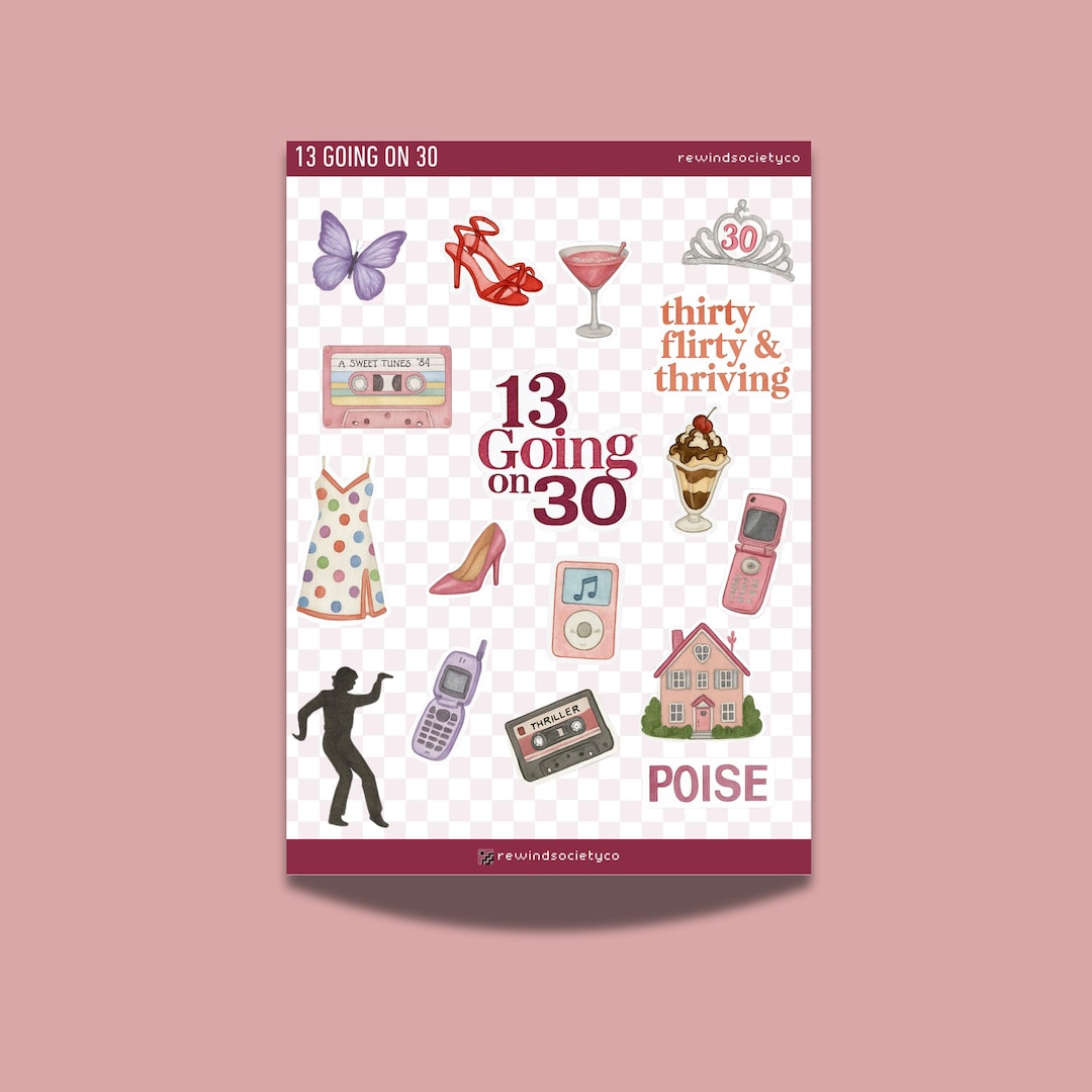 13 Going on 30 Sticker Sheet | 2000s Movie Stickers | Thirty Flirty ...