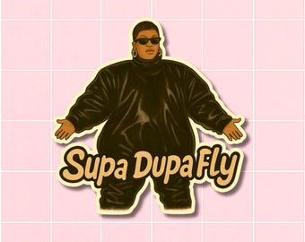 Missy Elliott Supa Dupa Fly Sticker • Retro Hip Hop Vinyl Decal • 90s Rap Icon Oversized Suit Music Legends Glossy Sticker