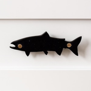 Fish Themed Cabinet Pulls-1/4&quot; Solid Metal Drawer Handles-Rustic Hardware for Cabinets, Dressers, Fishing enthusiasts, Fishing Lodge Decor