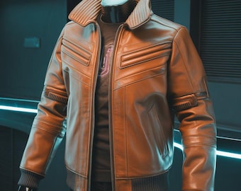 Giubbotto bomber in pelle Cyberpunk V / Costume da samurai per cosplay
