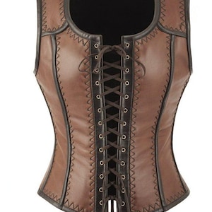 Handgjord läderkorsettväst: Steampunk Renaissance Bodice